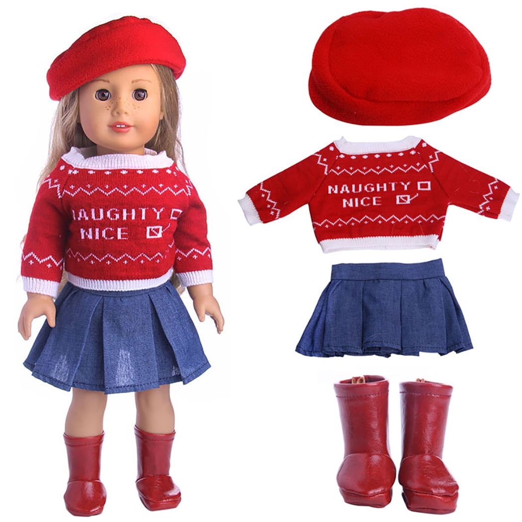 Doll Winter Outfit Set Cute Soft Doll Skirt Doll Sweater Doll Hat for