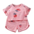 thumbnail image 3 of Summer Toddler Kids Clothing Set Shirt and Short Pants Set Boys Girls Printed Round Neck 2 Piece Outfits Children's Casual Set 7 Years Pink, 3 of 4