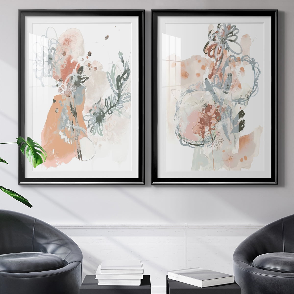 Wexford Home Petal Drift I Premium Framed Print, 18.5" x 24.5" - Ready to Hang, Black (Set of 2)