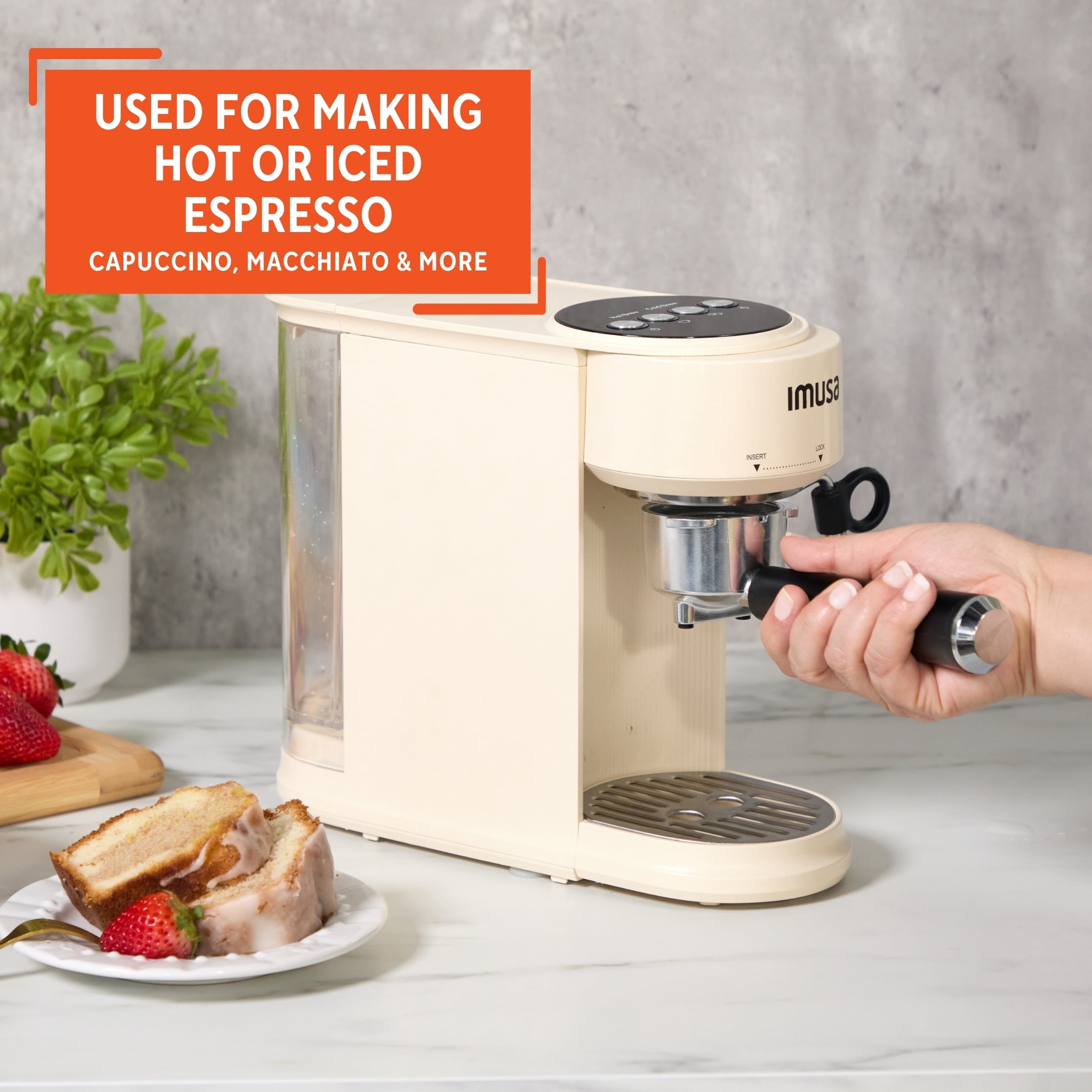 IMUSA 20 Bar, 1-2-Cup Matte Slimbrew Espresso Machine