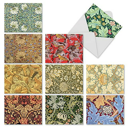 'M3308 WALL ART' 10 Assorted All Occasions Note Cards Featuring Designs Inspired By Vintage Wallpapers with Envelopes by The Best Card (Best Romantic Hd Wallpapers)