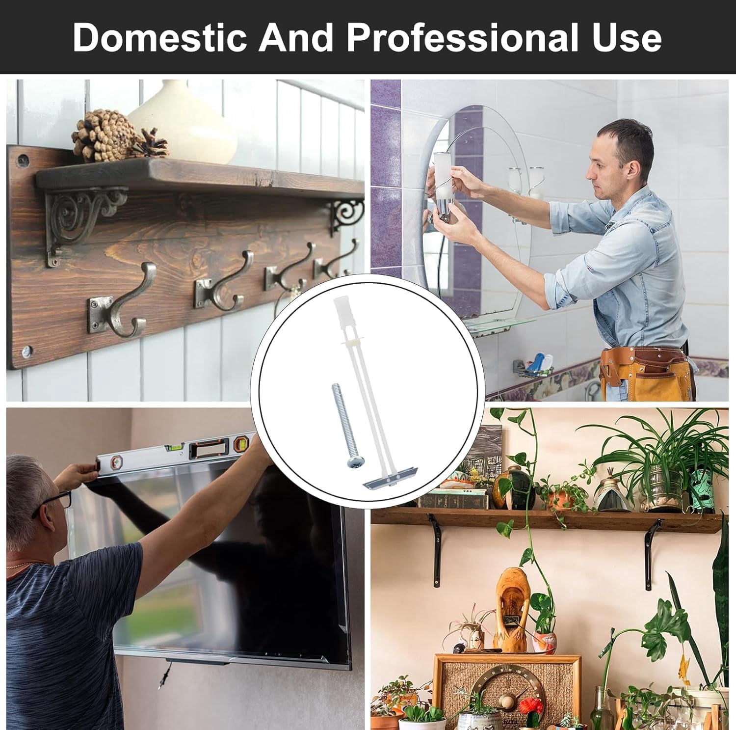 Drywall Anchor with Included Bolts for 3/16”-24, Heavy Duty Hollow Drywall Anchors for TV Mounting Kit, Stainless Steel Hollow Wall Anchors Holds up to 240 lbs Each in 1/2-in Drywall-10 Pack