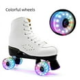 thumbnail image 3 of Roller Skate Wheels with Wrench Outdoor Light Up High Flash Six Light Double Row Roller Skates Shining Wheels Pink, 3 of 6