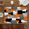 thumbnail image 3 of Orange Color Block Geometric Placemats Set of 6,Wipeable Washable Table Mats for Dining Tables, Abstract Gradient Art Place Mats for Kitchen Event Party Tabletop Decor, 3 of 9