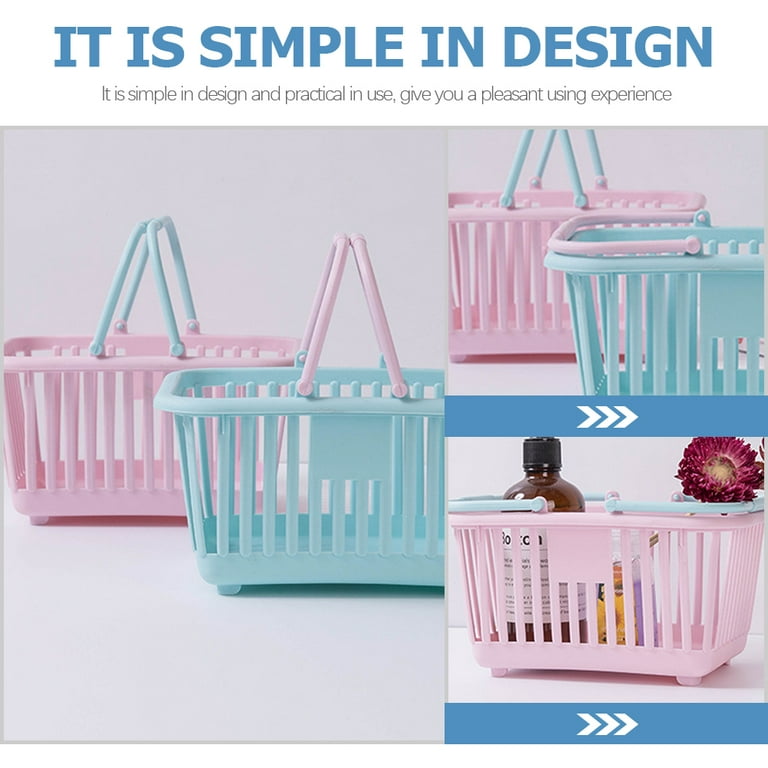 4pcs Small Plastic Baskets with Handles for Bathroom Kitchen Playroom Shopping, Size: 16x13cm