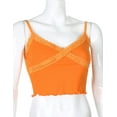 thumbnail image 4 of Women’s Lace Patchwork V Neck Camisole Ribbed Spaghetti Strap Crop Cami Tank Tops, 4 of 5
