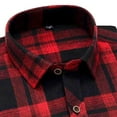 thumbnail image 4 of JUSLIO Plaid Shirts for Men Casual Fashion Tops Long sleeve Collar Tops Red L, 4 of 4