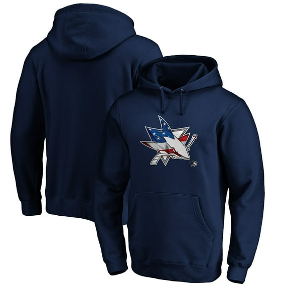 Men's Navy San Jose Sharks Banner Wave Logo Pullover Hoodie