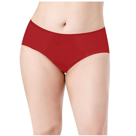 Summer Savings  Women s Plus Size Leak Proof Triangular Pants  High Waist  Breathable  Non Marking  Sports Underwear  for Girls  Menstrual Protection  Plus Size Womens Clothes | Red 4XL  Sopatenor