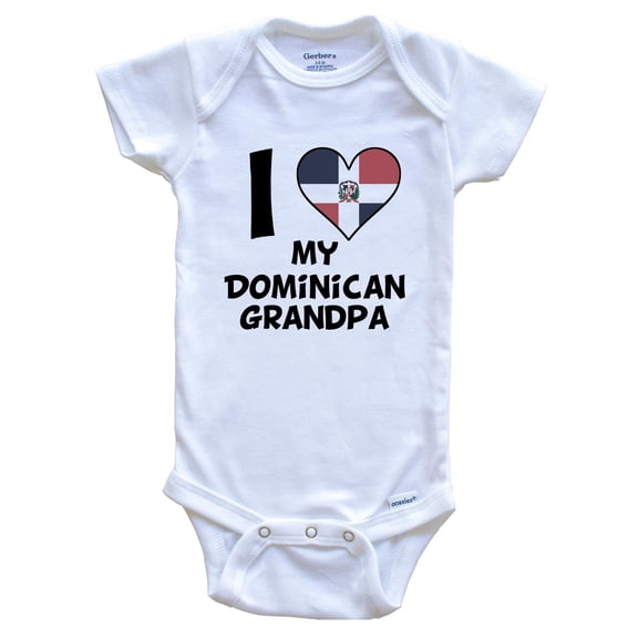 I Heart My Dominican Grandpa Dominican Republic Flag Baby Bodysuit, 0-3 Months White