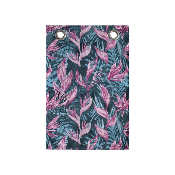 Exotic Hanging Pocket Organizer, Aloha Bird of Paradise Blooms Tropical Leaves Flourishing Jungle Graphic, Printed Polyester Storage Bag with Pockets, 14" x 20", Pink and Petrol Blue