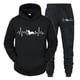 thumbnail image 2 of Conjunto de ropa deportiva con estampado de latidos del corazón de Dachshund para hombre, sudaderas con capucha y pantalones de manga larga a la moda, trajes de 2 piezas, chándales con diseño de perro, 2 of 5