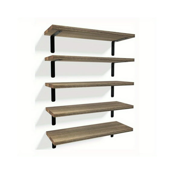 Floating Shelves Wall Mounted,16" Wood Wall Shelf Set of 5 Ideal for Living Room, Kitchen, Bedroom, Bathroom Storage, Wall Decor, Frames and Trophy Displays