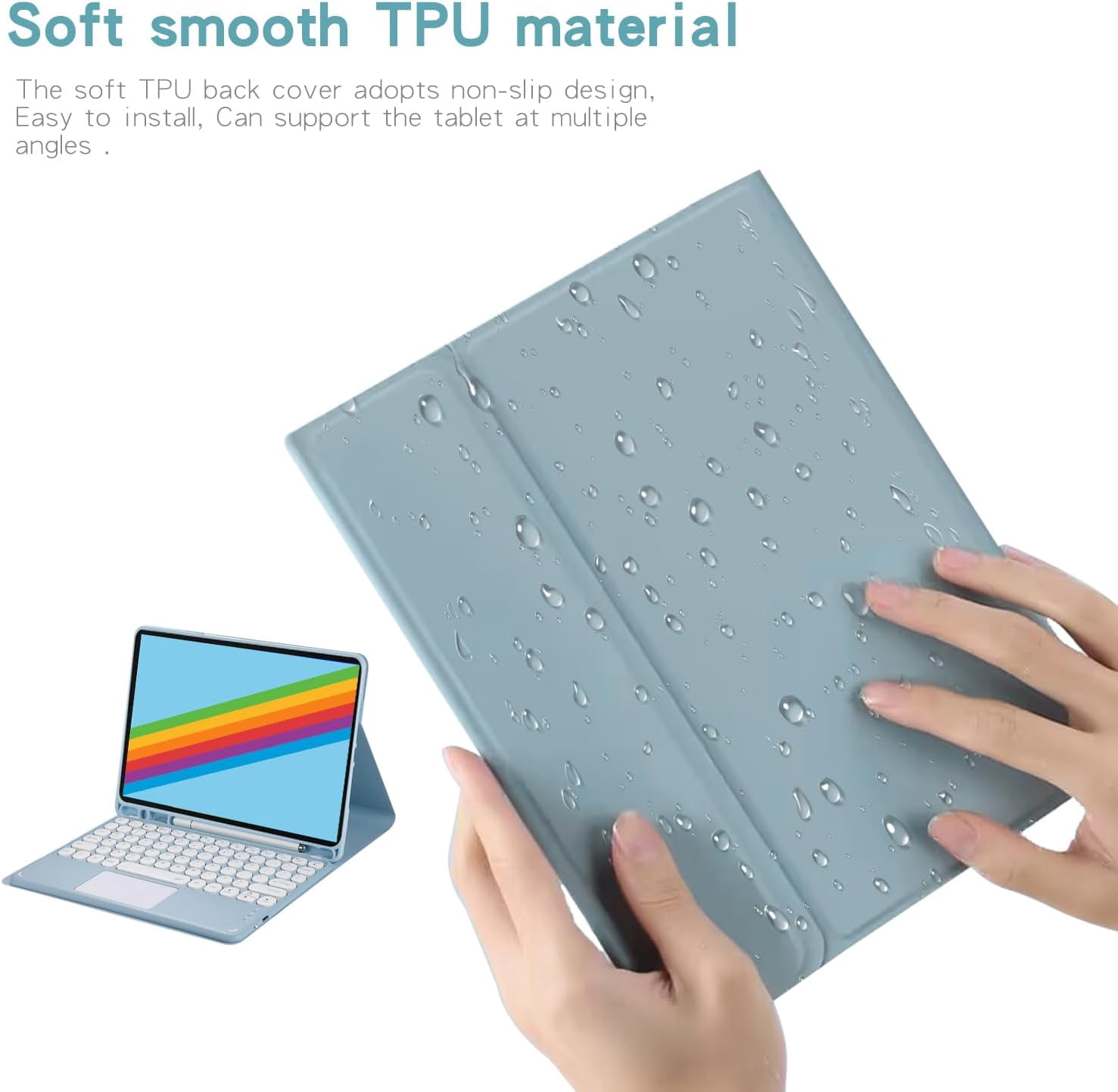 Touch Keyboard Case for iPad 9th / 8th / 7th Generation (2021/2020/2019) 10.2 Inch, with Pencil Holder - Magnetically Detachable Touch Bluetooth Keyboard