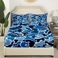 thumbnail image 3 of Erosebridal Blue Camo Twin Sheet Sets, Contemporary Camouflage Bedding Twin Size, Abstract Art Room Decor 3-Piece, 3 of 7