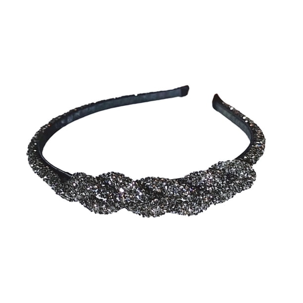 Sonducket Diadema con tejido de diamantes de imitación, diadema de punto, bandas para el cabello ostentosas, diademas con purpurina, accesorios de estilo Accesorio para el cabello Gris Sonducket AP010013-04B