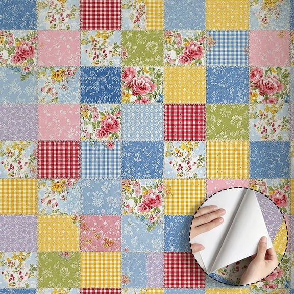 Watercolor Wildflower Wallpaper Boho Vintage Rustic Peel and Stick Wallpaper Waterproof Home Decor for Living Room Bedroom Bathroom Dorm Room Kitchen Cabinet 17.7 * 78.7 in