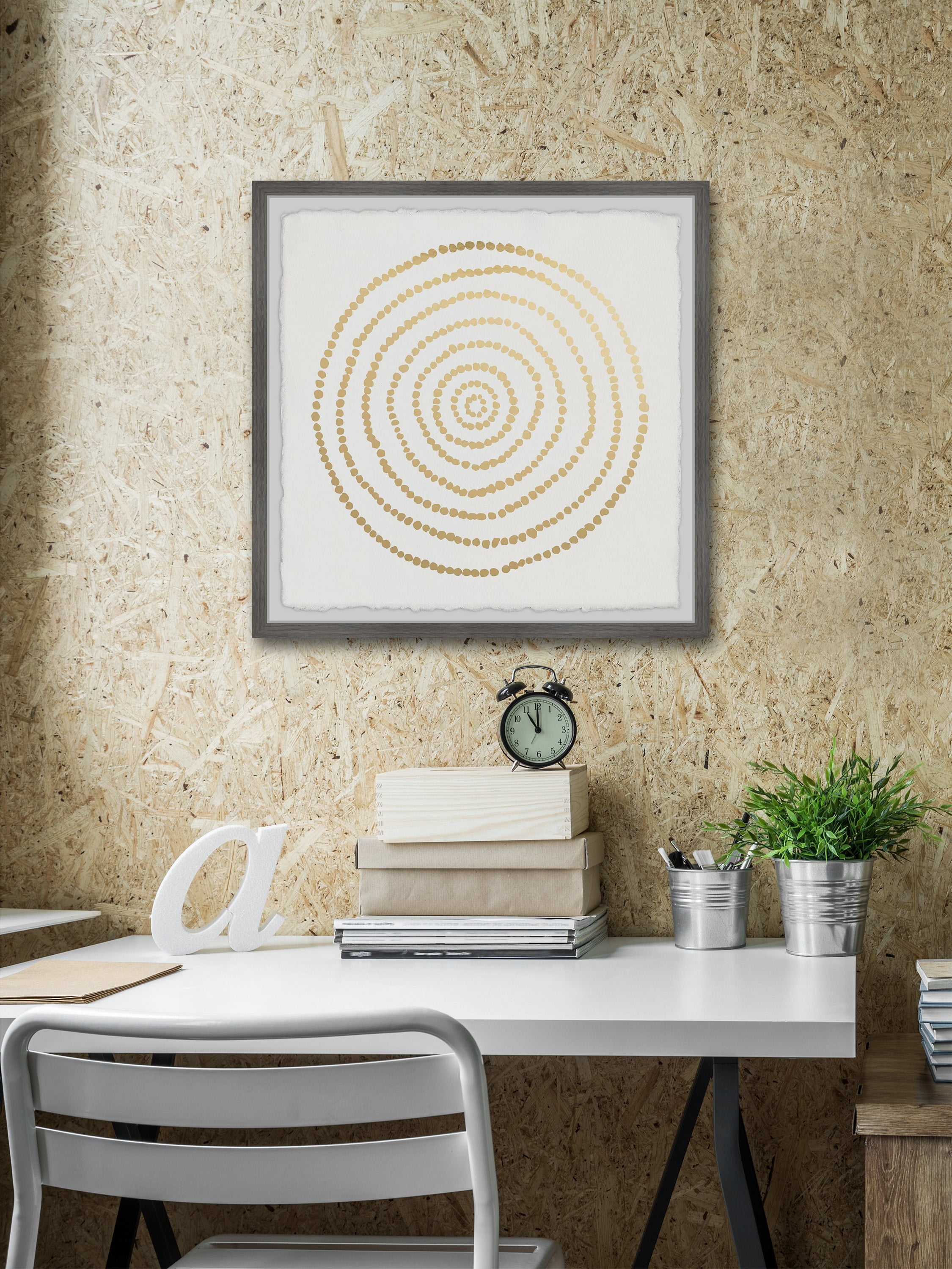 Marmont Hill Golden Dots Framed Wall Art, 24.00" x 1.50"