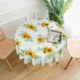 thumbnail image 2 of Sunflower Tablecloth Round 60 Inch Spring Summer Table Cloth Washable Spillproof Wrinkle Free Watercolor Floral Green Leaf Fabric Table Cover for Indoor Outdoor Kitchen Dinning Round Tables, 2 of 6