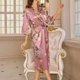 thumbnail image 7 of ZQUUVOU Women's Silk Robe Valentines Kimono Bathrobe Short Ruffle Belted Robes Bridesmaids Sleepwear Pajama Sets Pink, 7 of 7