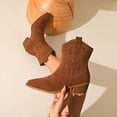 thumbnail image 6 of Leozcaa Women's Western Cowboy Cowgirl Embroidered Ankle Boots Fashion Round Toe Fall Short Booties Shoes, 6 of 8