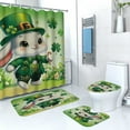 thumbnail image 2 of FastXmas 4 Pc St. Patrick's Day Holiday Decoration Toilet Set,Shamrock Spring Bathroom Set, Shower Curtain Toilet Seat and 2 Floor Mat for Bathroom ornament, Dry And Wet Separation Shower Curtain, 2 of 8