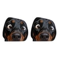thumbnail image 2 of 2 Pack Funny Dog Car Headrest Covers Soft Polyester Stretch Seat Protector with Cartoon Print for Auto Interior Decoration 10.2 x 11.0 Inch, 2 of 4