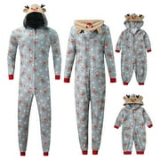 Aunavey Family Matching Christmas Pajamas Set Reindeer Onesies Hood Sleepwear for Adults Kids