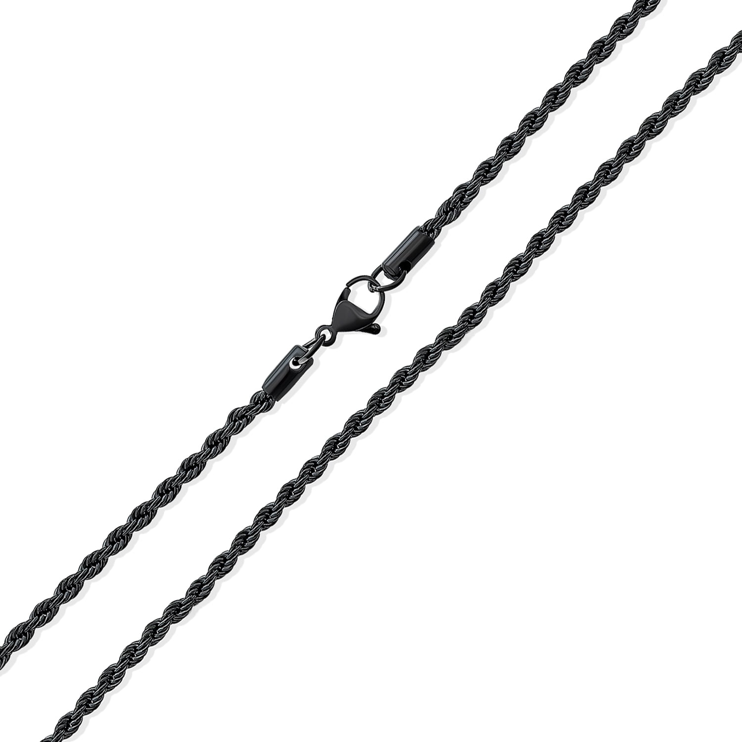 4mm 18"-40" Black Stainless Steel Rope Necklace Chain Sb92 USA Seller 