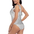 thumbnail image 4 of Wukai Silver Glitter Chic One Shoulder Swimwear with Ruffle Design and Tummy Control Skirt: Fashionable, Supportive, Comfortable for Beach-XX-Large, 4 of 7