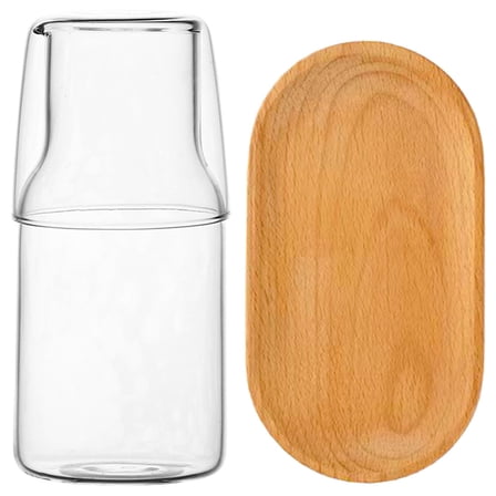 PAMINGONO 1Set Wear Resistant Glass Water Carafe with Tray Assorted Colors for Nightstand