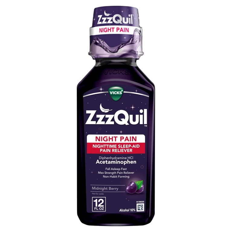2 pack) ZzzQuil Liquid Pain Reliever, Acetaminophen 1000mg