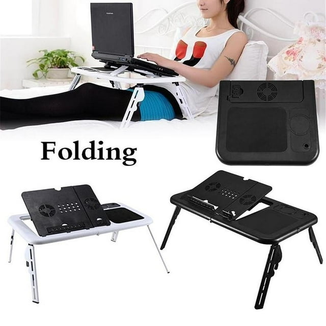 TOPINCN Bureau Pliant pour Portable, Table Pliante Portable Réglable Support de Lit pour Ordinateur Portable Cahier PC (Noir), Table pour Portable
