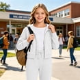 thumbnail image 4 of Abcomgle Kids Zip Up Sweatshirt for Girls Cropped Long Sleeve Jacket for Girls Cute Trendy Lightweight Girls Hoodies with Pockets, 4 of 7