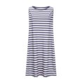 thumbnail image 6 of NXMZXB Summer Dresses for Women 2025 Loose Fit Casual Striped Sundresses Beach Cover Ups Sleeveless Crewneck Tshirt Swing Dress with Pockets Dark Blue S, 6 of 7