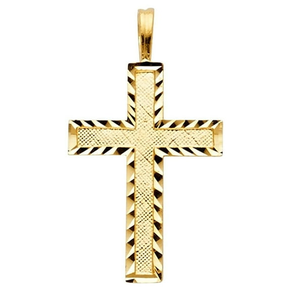 Ioka - 14K Yellow Gold Religious Cross Charm Pendant For Necklace or Chain