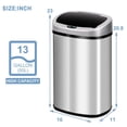thumbnail image 2 of 13 Gallon/50 Liter Kitchen Trash Can With Touchless Motion Sensor, Automatic Stainless-Steel Simple Human Garbage Bin, Anti-Fingerprint Mute Design, Smart Lid, 2 of 9