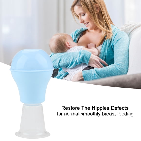 YAHHU Women Portable Soft Cups Correction for Inverted Flat Nipples Aspirator Puller, Lightweight Silicone Nipple Corrector for Breastfeeding, Washable, Blue, 2.8 inches / 7 cm