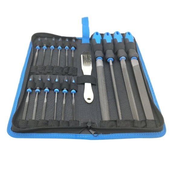 16-In-One Wood Rasp File Set with Flat, Half-Round, Round, Triple-cornered File 12 Needle File Set