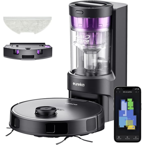 Eureka Cordless Robot Vacuum Cleaner - Suction and Auto Lifting Mop