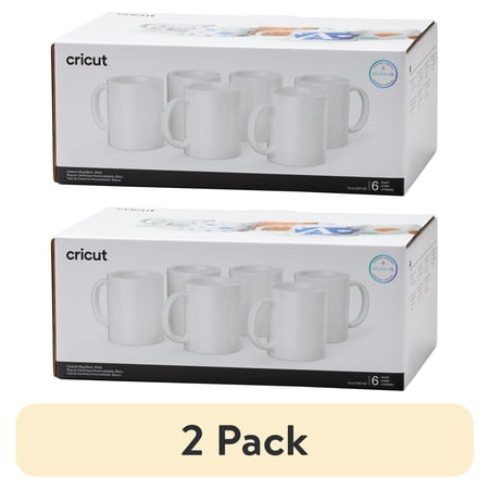(2 pack) Cricut Ceramic Mug Blank White, 12 oz/340 ml, 6 Count