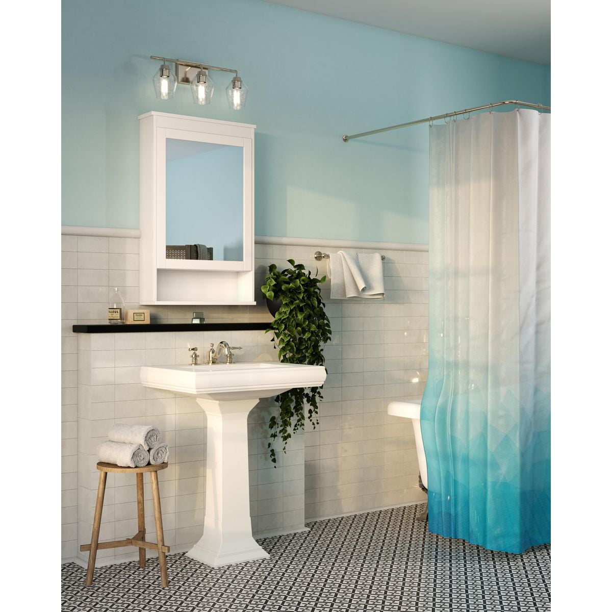Avec Adalyn Collection 3-Light Brushed Nickel Dimmable Vanity Light with Clear Glass Shades