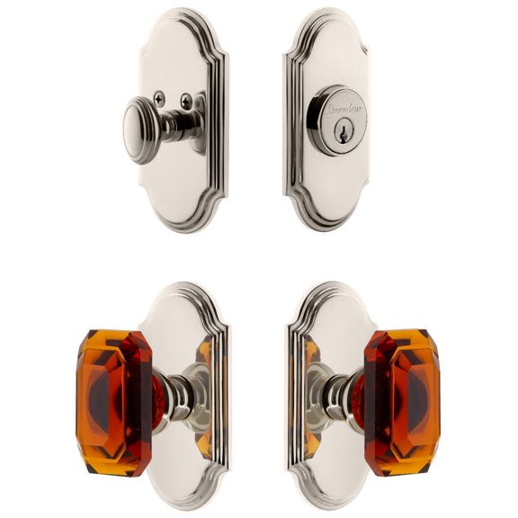 Grandeur Arcbca_Sp_Eset_234 Arc Solid Brass Single Cylinder Keyed Entry Knobset And