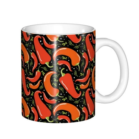 

Yiaed Red Hot Chili Print Ceramics Coffee Large Handle Design Extra Large Tea and Coffee Cup for Office and Home Mugs