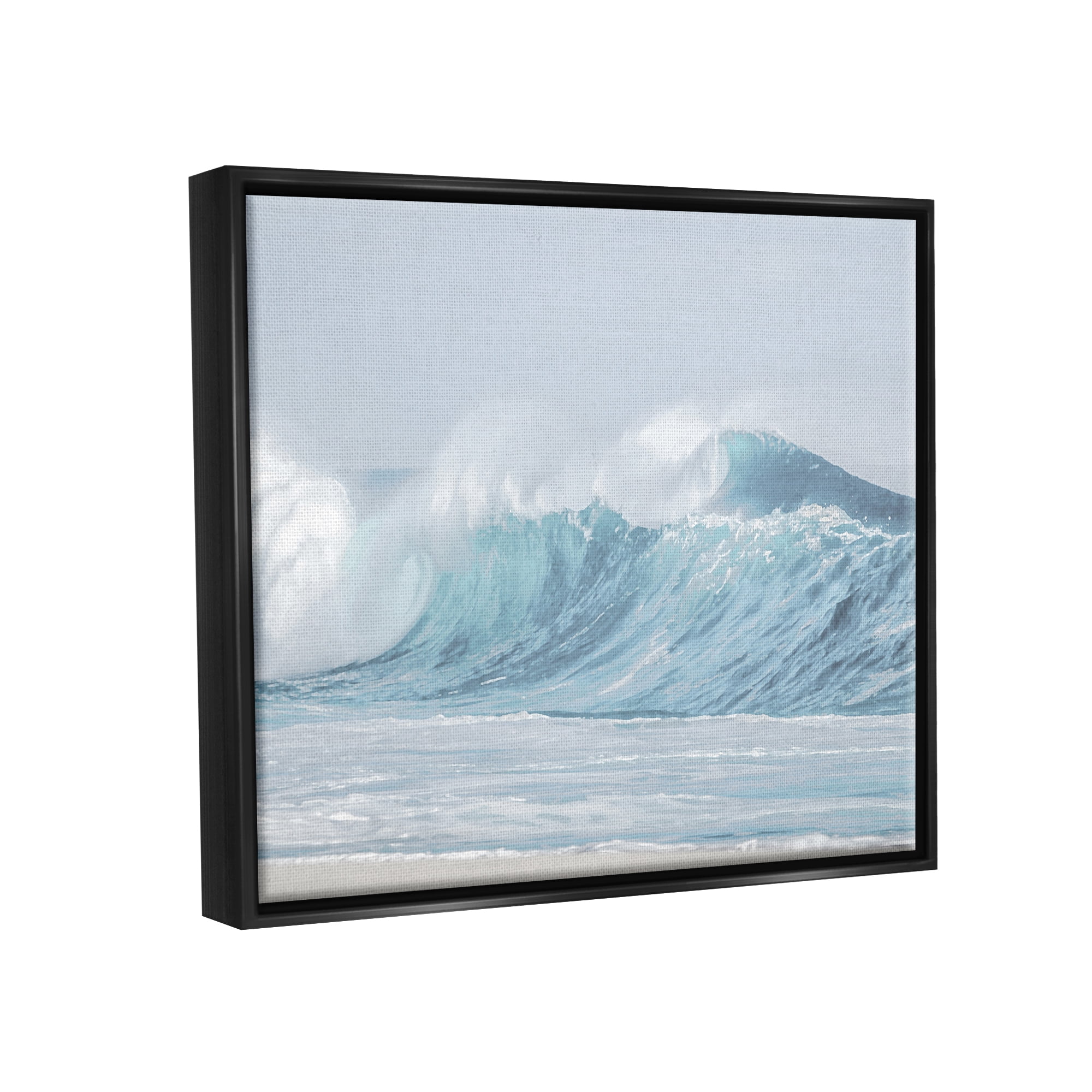 Stupell Industries Ocean Tsunami Waves Landscape Photography Black Floater Framed Canvas Art Print Wall Art, 31 x 25
