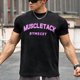 thumbnail image 3 of Hombres Pantalones Cortos Casual Manga Corta Cuello Redondo Carta Impresa Deporte Camiseta, Top de Algodón de Fitness para Hombres, 3 of 8