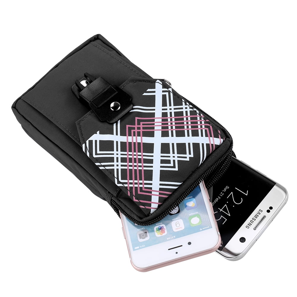 Travel Friendly Nylon Zippered Pouch with Clip for Phones, Money, and Cameras