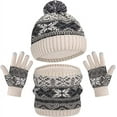 thumbnail image 4 of Wehilion European And American Winter Knitted Warm Gloves Hats Scarves Three Piece Set With Thick Velvet And Hat, 4 of 7