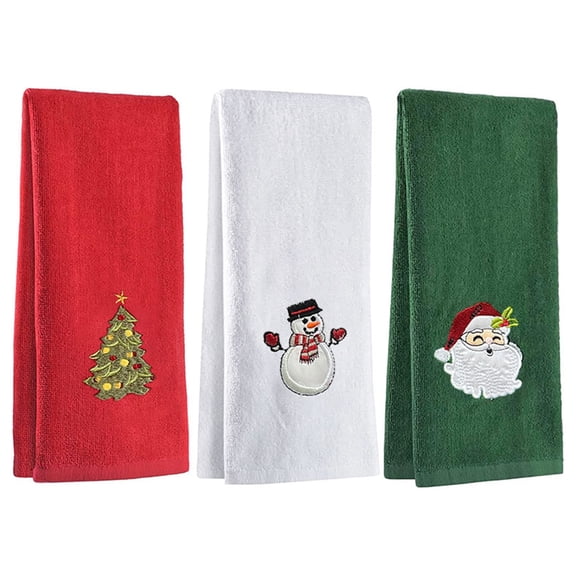Cathery Christmas Hand Towels Decorative Kitchen Bathroom Dish Towels Embroidered Christmas Holiday Towels Gift Set