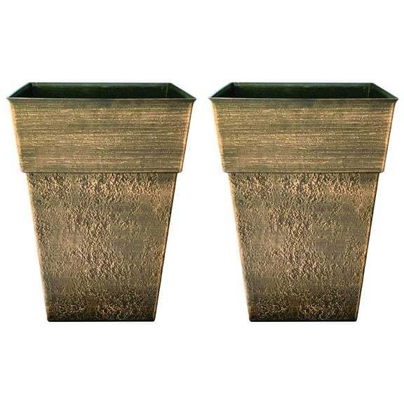 The HC Companies Avino 16 Inch Square Planter Pot (2 Pack)